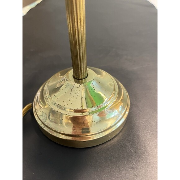 Underwriters Laboratories Portable Brass Bankers Desk Lamp Green Glass Tested - Picture 10 of 12